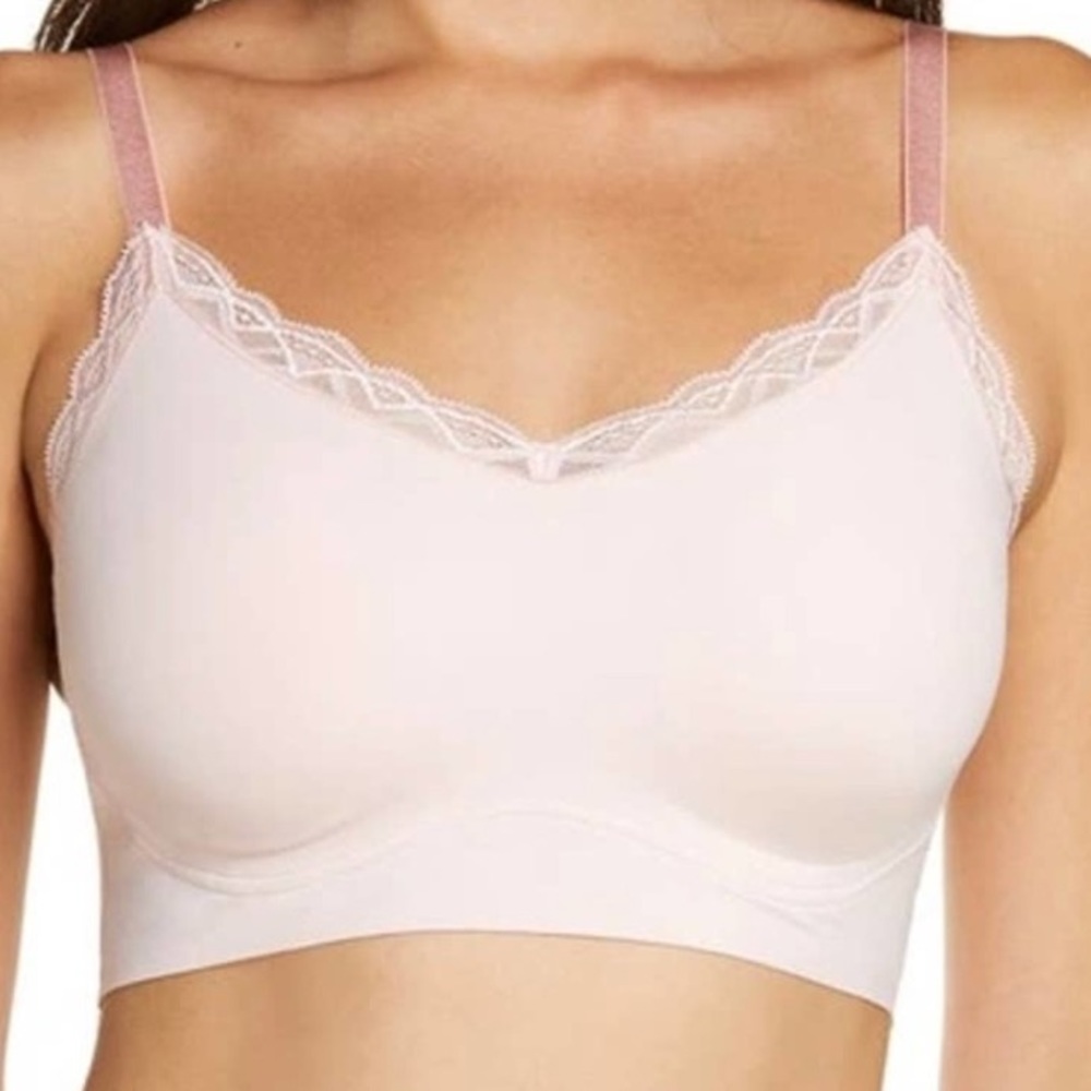 True and Co. True Body with Lace Trim Light Pink Lift Bralette Size Medium
